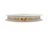 3/8"x 25 yards Tan It's a Girl Baby Shower Printed Grosgrain Gift Ribbon
