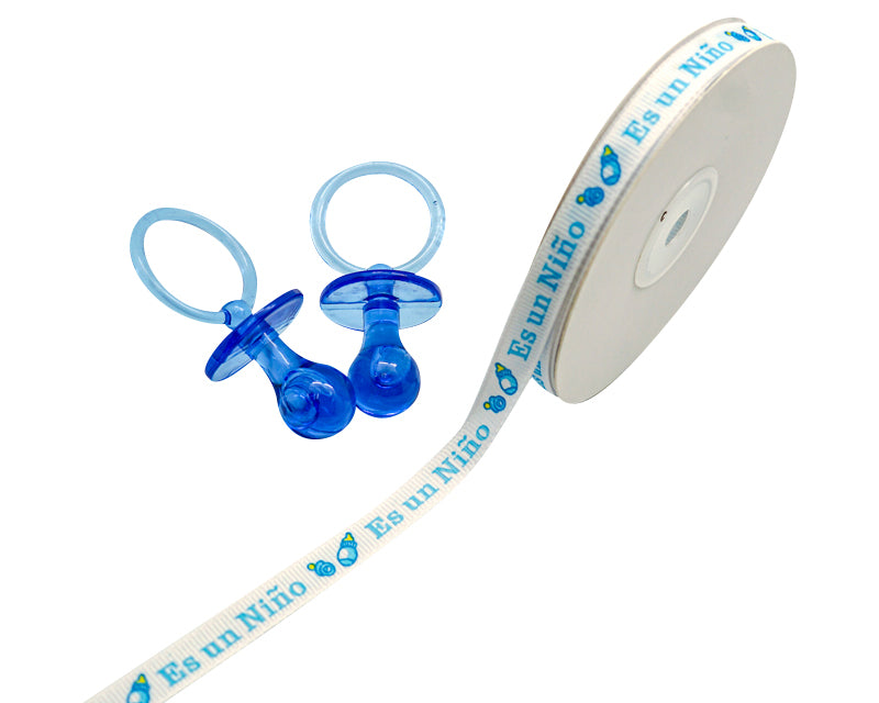 3/8"x 25 yards Es un Niño Baby Shower Spanish Grosgrain Gift Ribbon