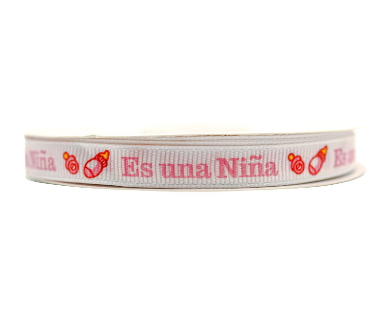 3/8"x 25 yards Es un Niña Baby Shower Spanish Grosgrain Gift Ribbon