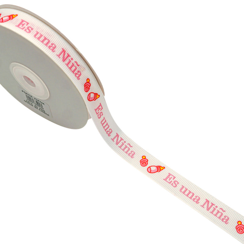 5/8"x 25 yards Es un Niña Baby Shower Spanish Grosgrain Gift Ribbon