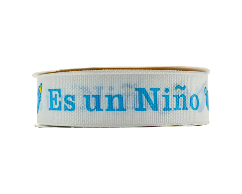 7/8"x 25 yards Es un Niño Baby Shower Spanish Grosgrain Gift Ribbon