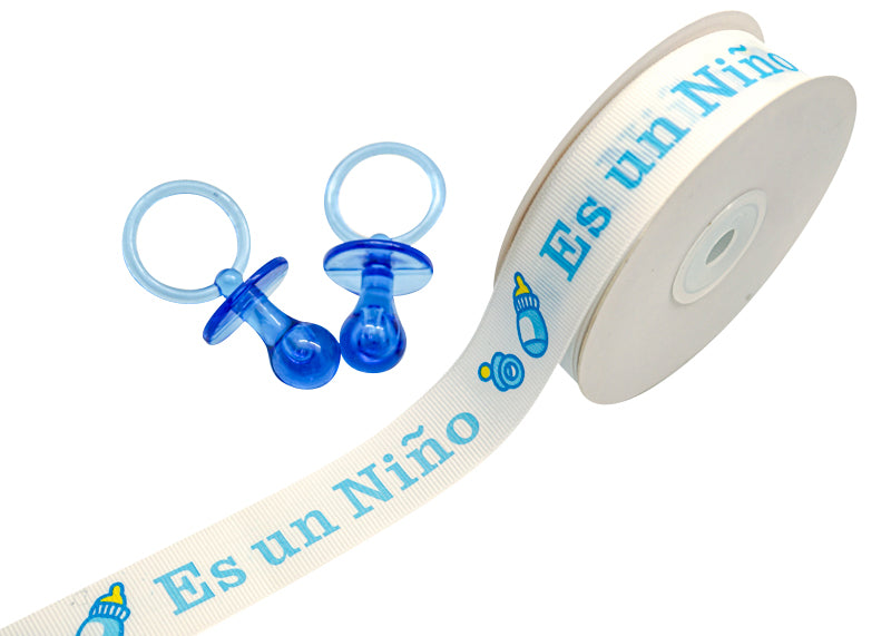 7/8"x 25 yards Es un Niño Baby Shower Spanish Grosgrain Gift Ribbon