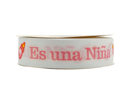 7/8"x 25 yards Es un Niña Baby Shower Spanish Grosgrain Gift Ribbon