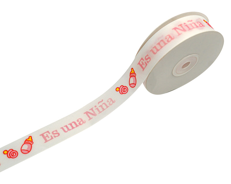 7/8"x 25 yards Es un Niña Baby Shower Spanish Grosgrain Gift Ribbon
