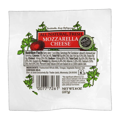 All Natural Fresh Mozzarella Cheese Creamy Milk Soft Italian Style Cheese