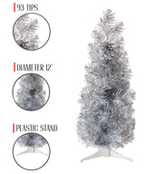 2' Silver Tabletop Pencil Tree with Plastic Stand, 93 Tips, Dia 12"
