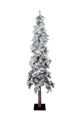 6' Prelit Snow Flocked Natural Alpine Tree