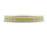 3/8"x 25 yards Yellow Hello Baby Printed Baby Shower Grosgrain Gift Ribbon