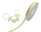 3/8"x 25 yards Yellow Hello Baby Printed Baby Shower Grosgrain Gift Ribbon