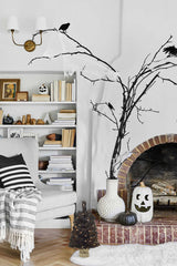 24" Tabletop Matte Black Gold Tinsel Halloween Tree