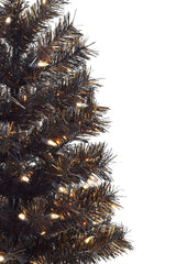 24" Tabletop Matte Black Gold Tinsel Halloween Tree