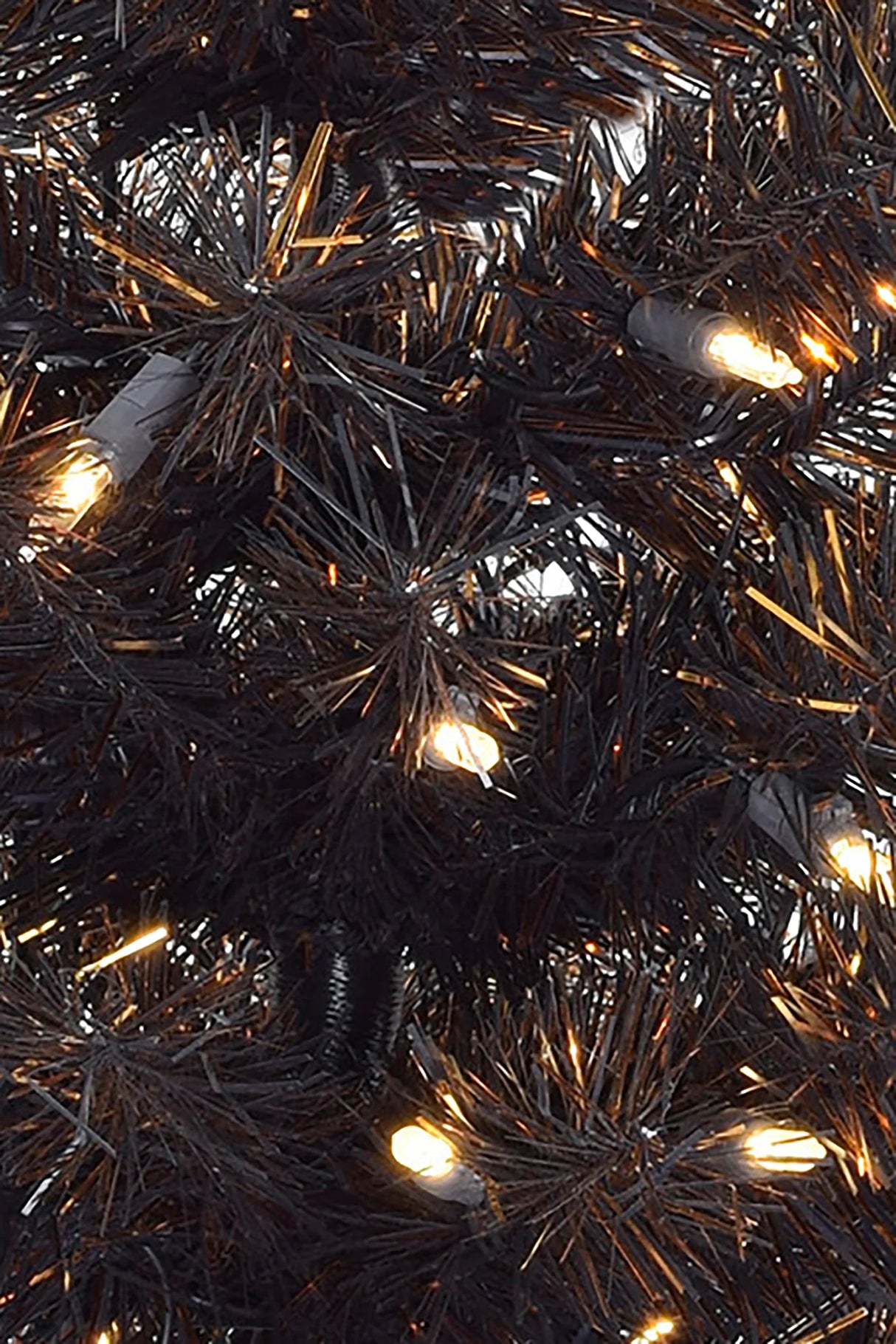24" Tabletop Matte Black Gold Tinsel Halloween Tree