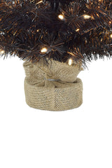 24" Tabletop Matte Black Gold Tinsel Halloween Tree