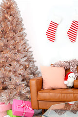 5' Pre-lit Multifunction Rose Gold Oregon Fir Tinsel Tree with Metal Stand and Instant Connect