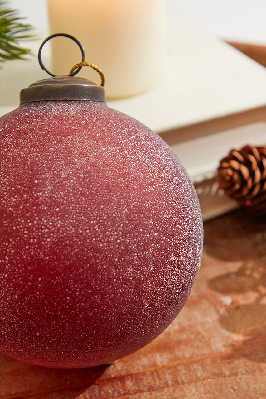 Frosted Ruby Glass Ornament 4 Inch Luxury Christmas Tree Decor