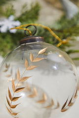 4" Golden Etched Laurel Glass Ornament
