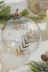 5" Golden Etched Laurel Glass Ornament