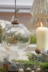 5 Inchi Golden Etched Laurel Glass Ornament Christmas Tree Decor