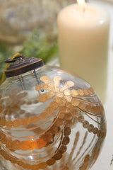 4" Etched Golden Garland Glass Ornament