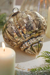5" Regal Beaded Antique Gold Mercury Glass Ornament