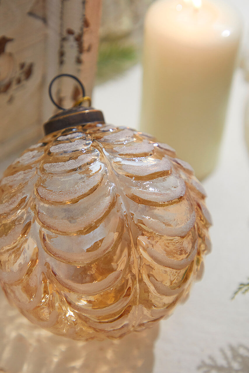 4" Draped Golden Glass Ornament