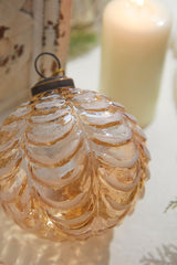 4" Draped Golden Glass Ornament