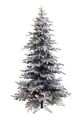 Prelit Slim Snow Flocked Christmas Tree with Warm White &amp; Multicolor Lights