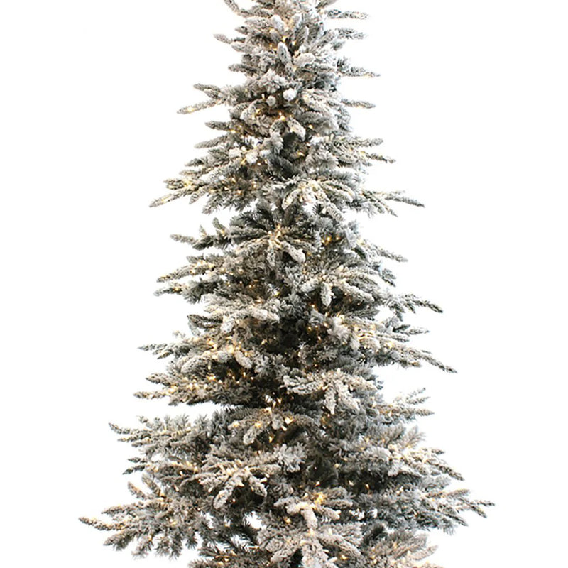 Prelit Slim Snow Flocked Christmas Tree with Warm White Lights