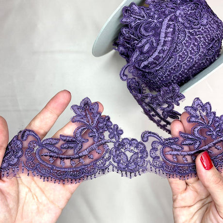 Corded Lace Trim Embroidered Net Mesh