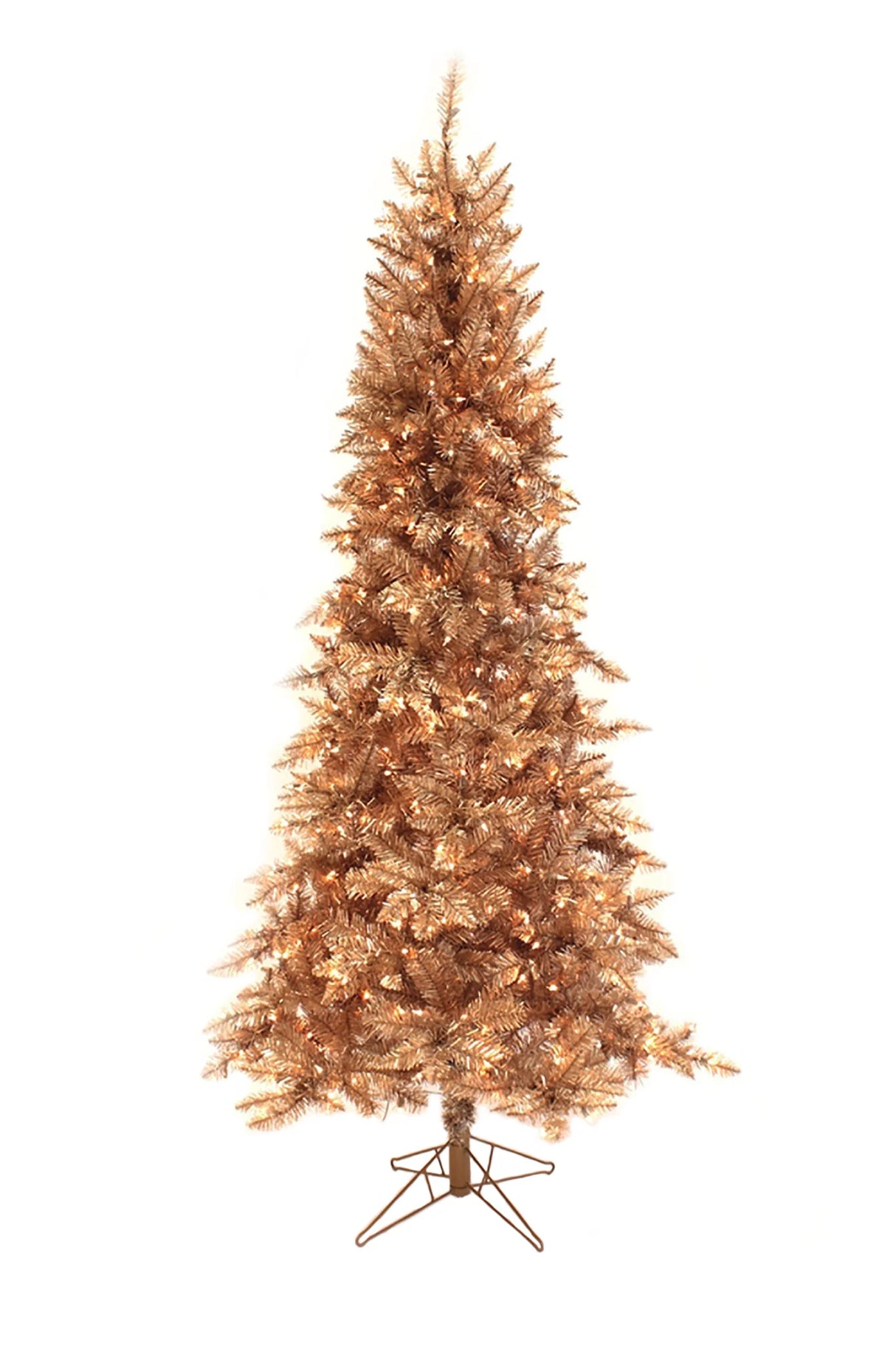 Champagne Gold Slim Prelit Christmas Tree with Warm White Lights