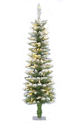 Prelit Snow Flocked Pencil Tree
