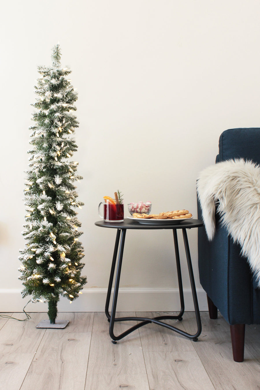 Prelit Snow Flocked Pencil Tree