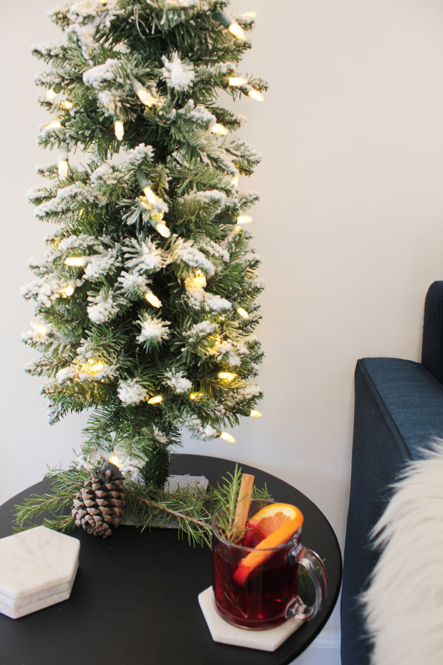 Prelit Snow Flocked Pencil Tree
