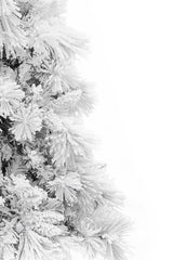 7.5' Slim Snow Flocked Atka Christmas Tree with Metal Stand