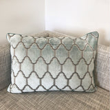 Alaya Moorish Cut Velvet Fabric - Geometric Medallion Pattern, Sky, Silver, Gold, 18"H X 26"W (1 Set)