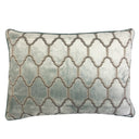 Alaya Moorish Cut Velvet Fabric - Geometric Medallion Pattern, Sky, Silver, Gold, 18"H X 26"W (1 Set)