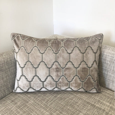 Alaya Moorish Cut Velvet Fabric - Geometric Medallion Pattern, Sky, Silver, Gold, 18"H X 26"W (1 Set)