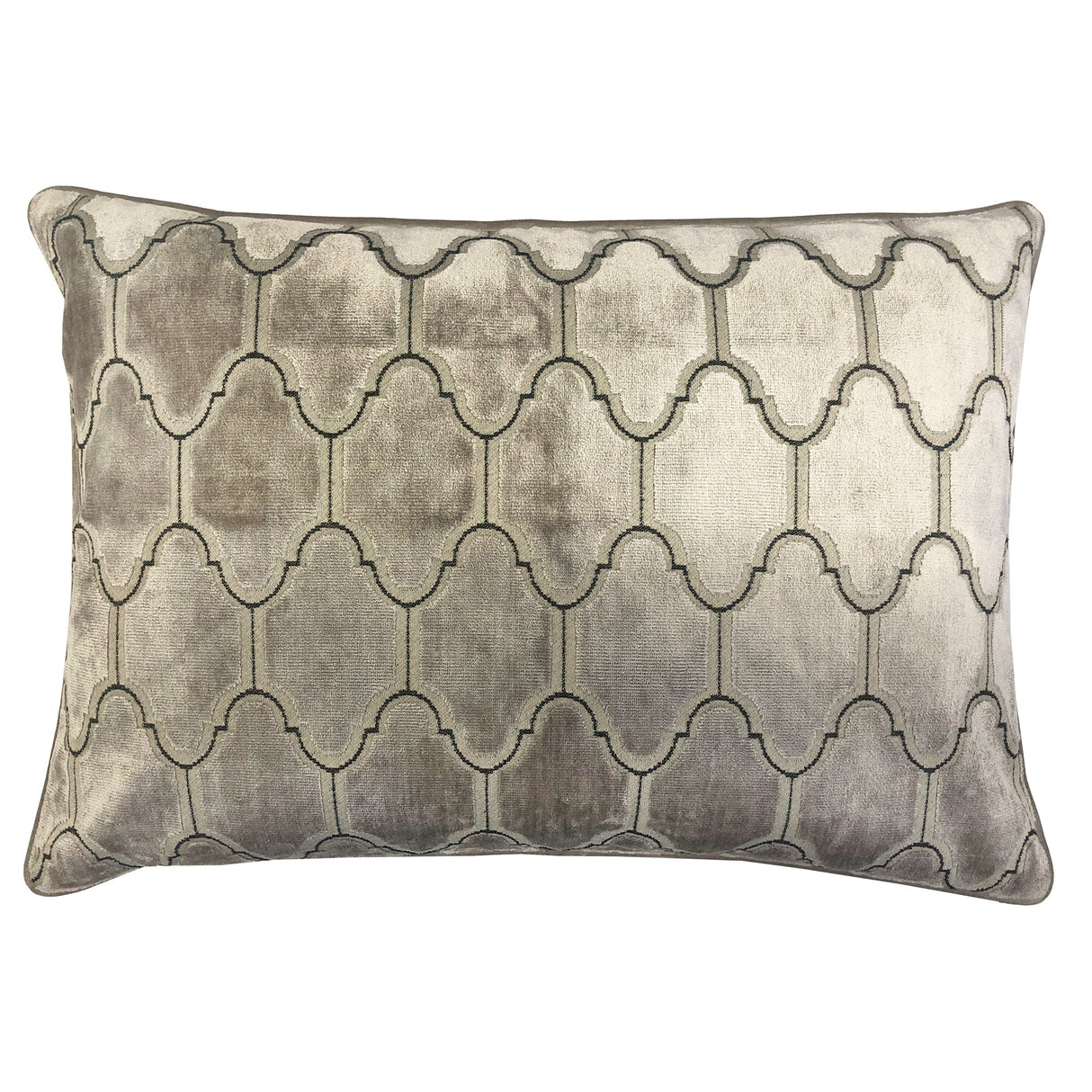 Alaya Moorish Cut Velvet Fabric - Geometric Medallion Pattern, Sky, Silver, Gold, 18"H X 26"W (1 Set)