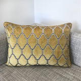 Alaya Moorish Cut Velvet Fabric - Geometric Medallion Pattern, Sky, Silver, Gold, 18"H X 26"W (1 Set)