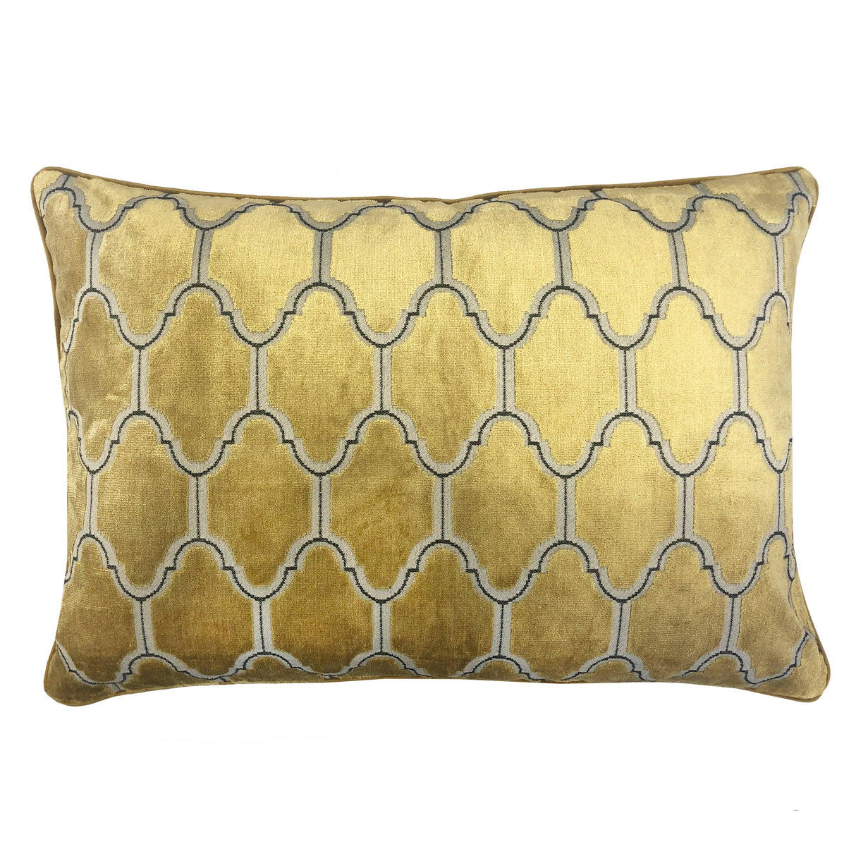 Alaya Moorish Cut Velvet Fabric - Geometric Medallion Pattern, Sky, Silver, Gold, 18"H X 26"W (1 Set)