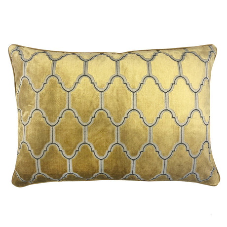 Alaya Moorish Cut Velvet Fabric - Geometric Medallion Pattern, Sky, Silver, Gold, 18"H X 26"W (1 Set)