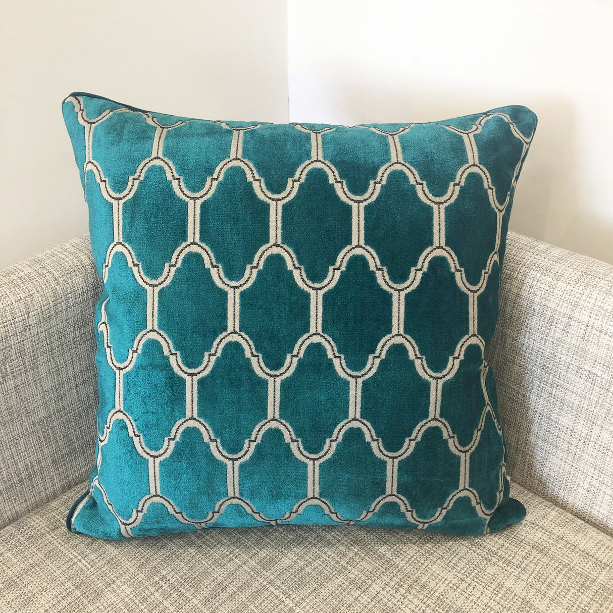 Alaya Moorish Cut Velvet Pillow - Geometric Pattern, 23" X 23" (1 Piece)
