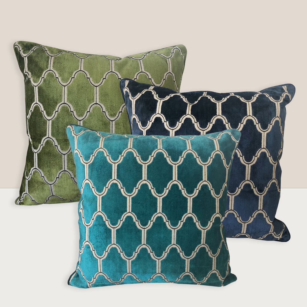 Alaya Moorish Cut Velvet Pillow - Geometric Pattern, 23" X 23" (1 Piece)