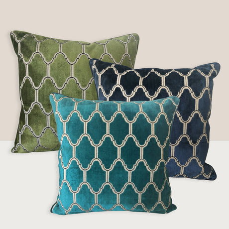Alaya Moorish Cut Velvet Pillow - Geometric Pattern, 23" X 23" (1 Piece)