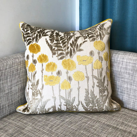 Camelia Floral Cut Velvet Fabric - Floral Pattern, 23" X 23" (1 Pillow)