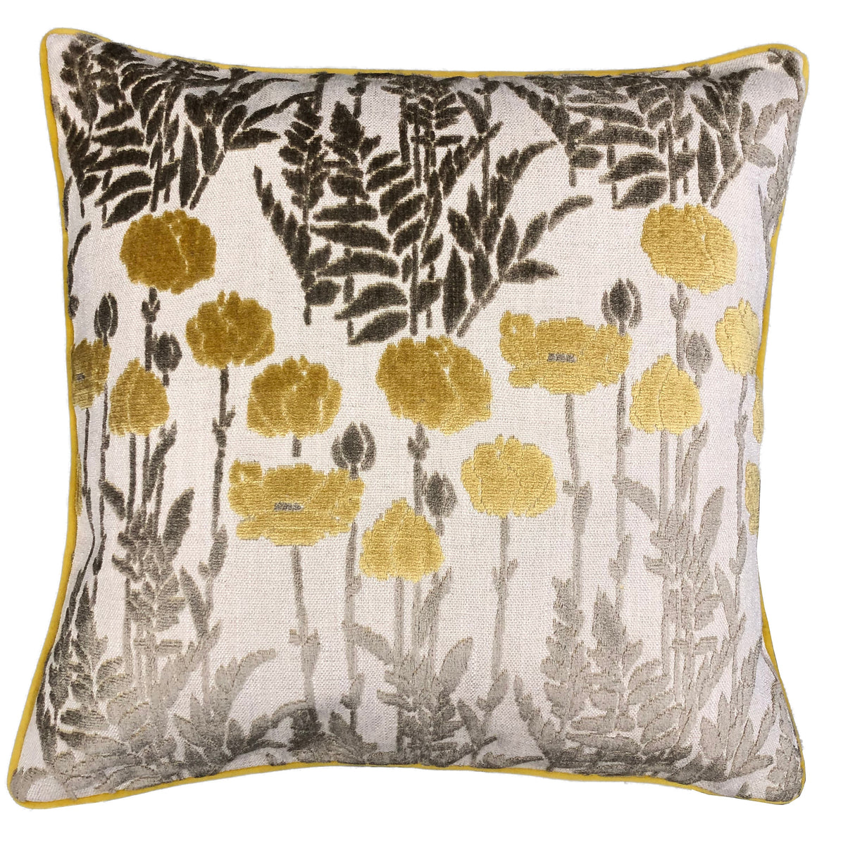 Camelia Floral Cut Velvet Fabric - Floral Pattern, 23" X 23" (1 Pillow)