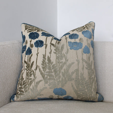 Camelia Floral Cut Velvet Fabric - Floral Pattern, 23" X 23" (1 Pillow)