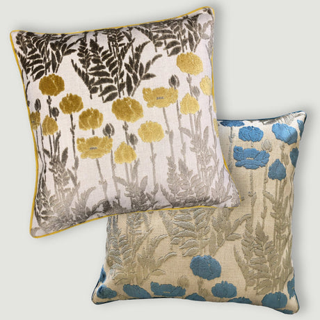 Camelia Floral Cut Velvet Fabric - Floral Pattern, 23" X 23" (1 Pillow)