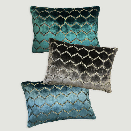 Eliza Decorative Throw Pillows Cut Velvet Fabric - Moorish Medallion Pattern, 18X26" Size (1 Set)