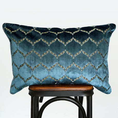 Eliza Decorative Throw Pillows Cut Velvet Fabric - Moorish Medallion Pattern, 18X26" Size (1 Set)